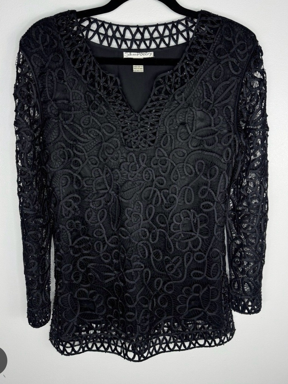 Black Lace Tunic with Crochet Trim